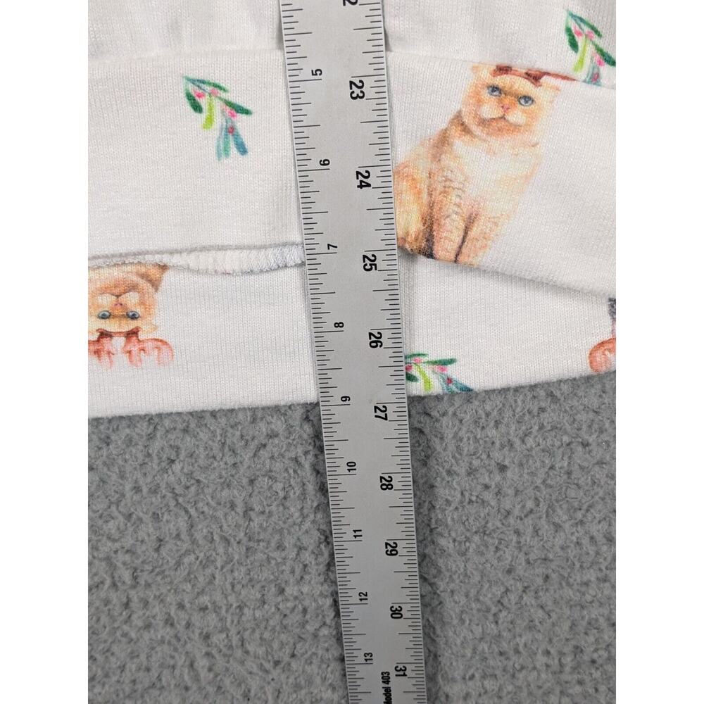 PJ Salvage Pajama Top Womens XL White Christmas Persian Cats Pullover Comfy - Picture 7 of 9